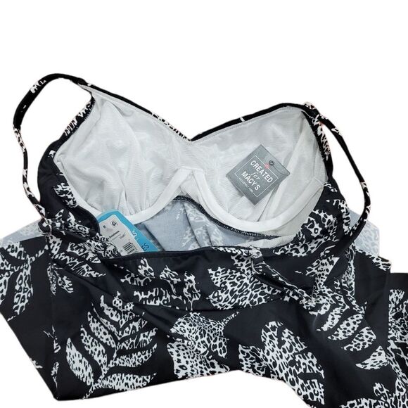 Swim Solutions SPOTTED LEAVES Printed Underwire Tankini Swim Top - Picture 5 of 7